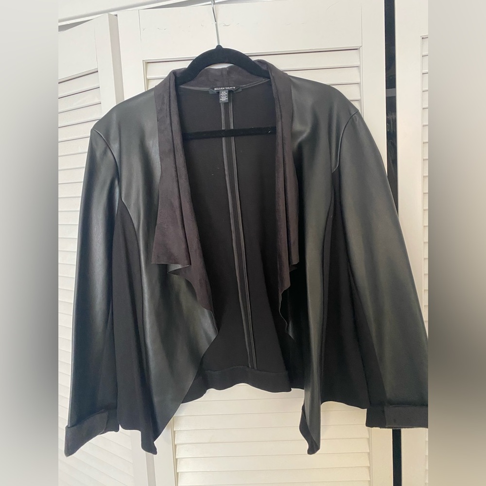 Ellen Tracy Leather And Suede Combo Jacket in Black size XL